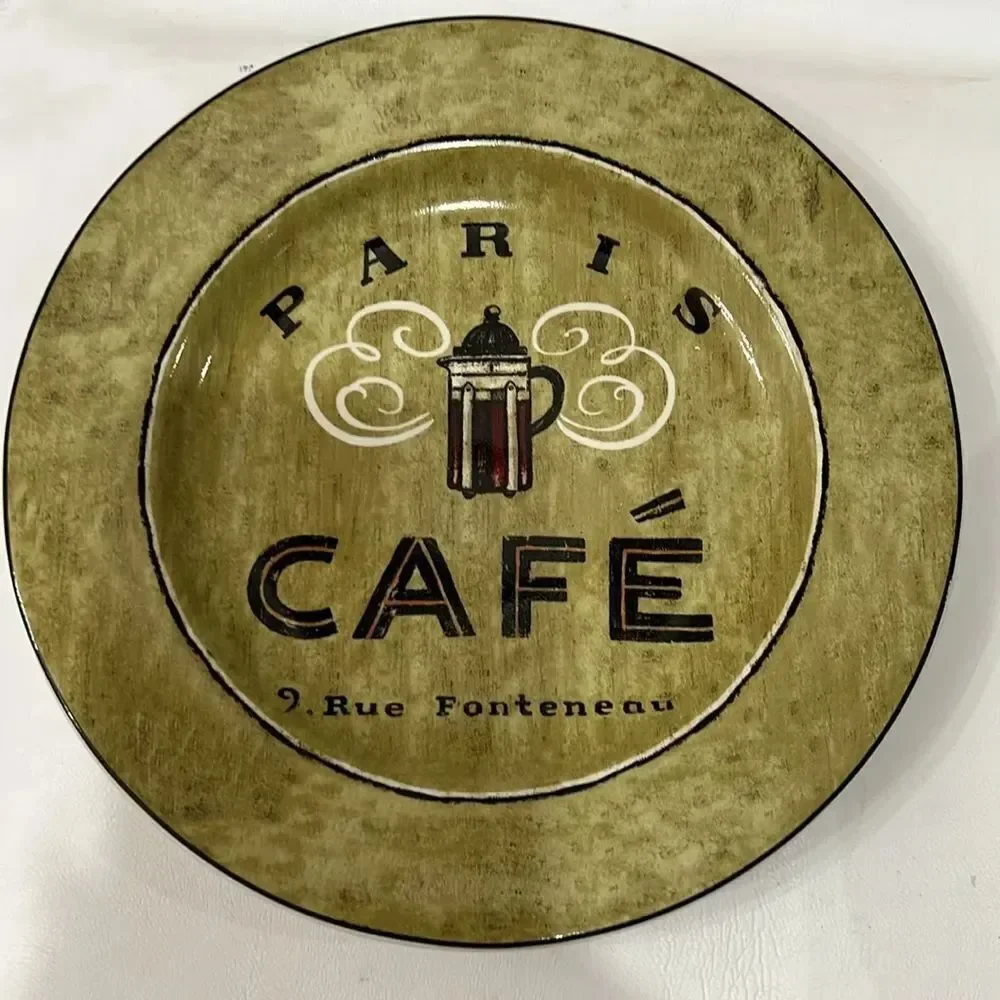 Sakura Coffee Break Plates set 4 Paris Cafe New York Caffe Expresso 8 In Round
